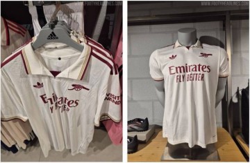 阿森纳新赛季第三球衣谍照:白色主色调+红+金,门将服为绿色