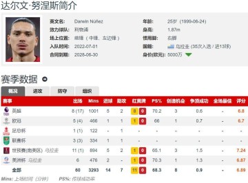 诺丁汉森林5000万欧报价努涅斯，25岁球员本赛季7球6助，转会传闻再起