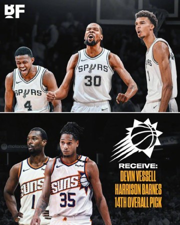 下家首选？美媒构想马刺交易方案:瓦塞尔+巴恩斯换KD