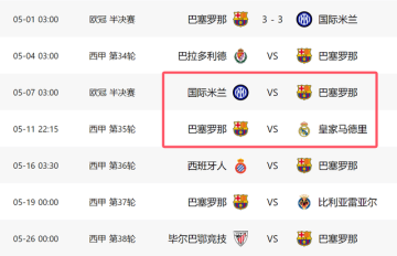 一场3-3!让巴萨进退两难:4天对国米+皇马,1胜1平=争2冠军