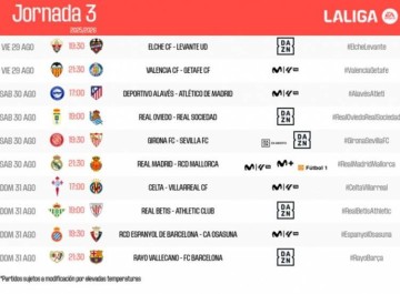 西甲第3轮赛程:皇马8月31日3:30出战 巴萨9月1日3:30出战