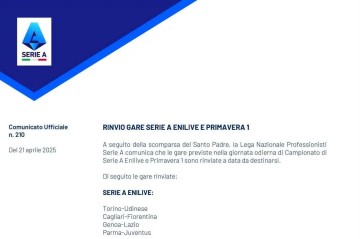 罗马教皇去世！ 意甲4场比赛推迟 新的比赛时间待定